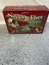 Vintage Costco Pair Of Napping Elves Christmas Posable Figurines Nice picture