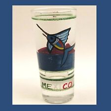 Vintage Shot Glass Tall Puerto Vallarta Mexico Sword Fish Hand Painted picture