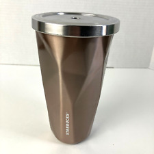 STARBUCKS 2012 Rose Gold 16 oz Stainless Steel Tumbler Chiseled No Straw picture