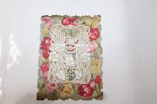 Re-Purposed Valentine Card Die Cut & Embossed Cat Design Vintage Collectible picture