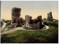 Aberystwith. The Castle. Vintage PC photochromy, photochromy, vintage photo picture