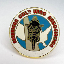Lapel Pin American Gold Wing Association Motorcycle Gold Classic AMA Riding Tac picture