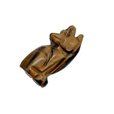 New Moon Tiger's Eye Wolf Coyote Animal Figurine | 21x11x8mm | Golden Brown picture