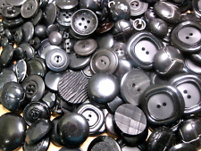 Vintage Large Lot Buttons Black Plastic Assorted Patterns picture