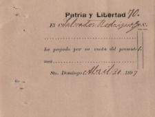 1897 Receipt Document SPANISH AMERICAN WAR Jose Marti Patriotic Club picture