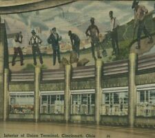 Interior Of Union Terminal Cincinnati Ohio Vintage Linen Postcard OH picture