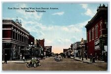 c1910s First Street Looking West From Denver Avenue Scene Hastings NE Postcard picture