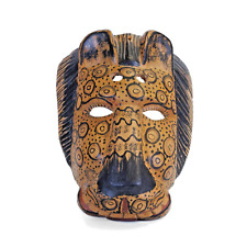 Vintage Guatemalan Hand Carved Wood Smiling Jaguar Mask picture