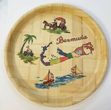 Bermuda Vintage Palm Leaf Tray of Map moped horse sail boat palm tree 13