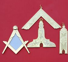 Blue Lodge Collar Jewels Junior Senior Warden Worshipful Master Double Sided 4PC picture