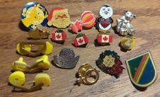 Lot of 17 Vintage Lapel Enamel Plastic Pins  Mixed Set  Army Santa Canada picture