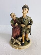 Vintage Old Couple Going For A Stroll In The Rain With Dog Porcelain Figurine picture