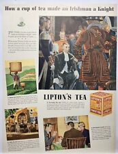 1938 Liptons Tea Irishman Knight Vintage Print Ad Man Cave Poster Art 30's picture