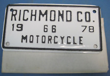 1978 Richmond County, Virginia motorcycle license plate excellent picture