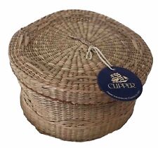 Vintage The Clipper Collection Round Basket Box Lid Small Wicker Hand Crafted picture