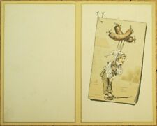French Menu Blank 1890 Boy with Giant Sausages, Color Litho picture