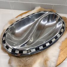 Towle Silversmiths Silver Oval Serving Dish Bowl Inlaid Mother Of Pearl/ Onyx picture