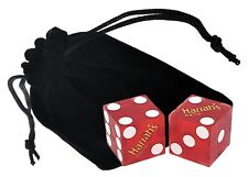 Genuine Harrah's Reno Casino Craps Dice Red Polished Matching Serial #s + Pouch picture