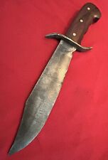 ANTIQUE HEAVY BOWIE  KNIFE WITH A NEW EXOTIC WOOD OVERSIZED HANDLE picture