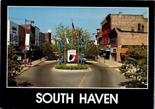 Vintage Michigan MI Postcard South Haven Business District Malbone Hardware picture