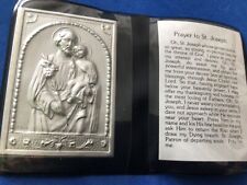St JOSEPH CHRIST CHILD Silver Metal Saint Plaque Folder Pocket Icon picture