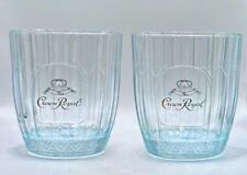 2 Crown Royal Von Pok Cathedral Gold Cursive Whiskey Rock Glasses w/ Label Italy picture