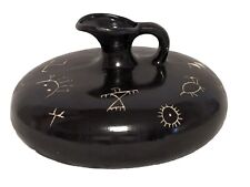 VINTAGE Collectible NATIVE Handmade BLACKWARE ETCHED Whirling Log POT picture