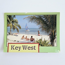 Key West Vintage Postcard Florida Beach Sunshine Palm Trees Sailboat Ocean 90s picture