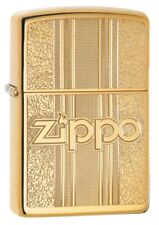 Zippo 29677, Ornate and Zippo Logo High Polish Brass Finish Lighter picture