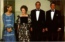 King Juan Carlos and  Queen Sophia with President and Nancy Reagan  Vtg Postcard picture
