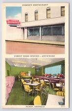 c1940s~Perry Georgia GA~Rishers Restaurant~Diner~Interior~US 41~Vintage Postcard picture