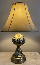 VTG Ornate Brass Table Lamp Grape Leaves Floral Detailing Heavy 25