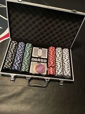 300 PIECE POKER CHIP SET BARELY USED WITH ALUMINUM CASE AND PLAYING CARDS picture