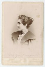 Antique Circa 1880s ID'd Cabinet Card Beautiful Profile of Woman Steubenville OH picture