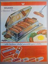 1948 WILSON'S PORK SAUSAGE Cooking on Electric Grill vintage art print ad picture