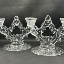 Vintage Glass Candelabra “Cambridge Rose” Design 1930-1950.s Era Etched Base picture