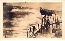 RPPC Postcard View of Ground Swell on American Navy Man-O-War Battle Ship  13043 picture
