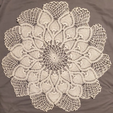 Vintage Crochet Cream Machine Doily Fan Design 27.5