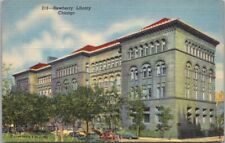 Chicago IL Postcard NEWBERRY LIBRARY Building / Street View - Curteich Linen picture