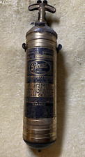 Antique Vintage Pyrene Brass Fire Extinguisher 1 qt W/Wall Mount Empty picture