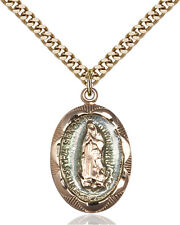14K Gold Filled Our Lady Guadalupe Virgin Mary Medal Necklace Pendant picture