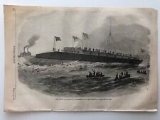 1865 Harpers Antique Print Launch Of The Ironclad Ship USS Dunderberg #112222 picture