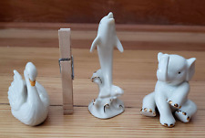 Vtg Lenox Mini  Animal Porcelain  Figurines, 3 pc set: Elephant, Swan, Dolphin picture