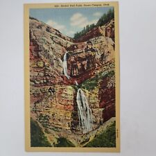 Bridal Veil Water Falls In Provo Canyon Utah UT Vintage Postcard Red Rocks picture