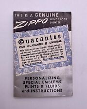 Vintage Original 1940’s-1950’s  Zippo Lighter Guarantee Instruction Sheet picture