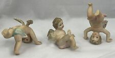 Vintage Tumbling Angel Cherubs Porcelain Bisque Figurines KW80159A picture