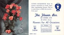 Flower Box Florist 401 Dodds Ave Calendar January 1954 Sm Advertising Blotter picture