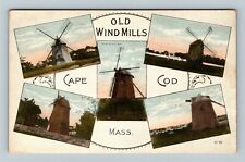 Cape Cod MA-Massachusetts, Old Wind Mills, Five Different, Vintage Postcard picture