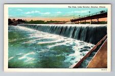 Decatur IL-Illinois, Lake Decatur, the Dam, Antique Vintage Souvenir Postcard picture