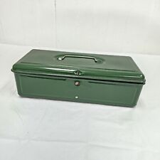 VINTAGE UNION GREEN TOOL BOX 11.5 X 5 X 3.5 IN RARE COLLECTIBLE METAL STORAGE picture